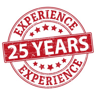 Rubber web stamp with text 25 Years Experience clipart