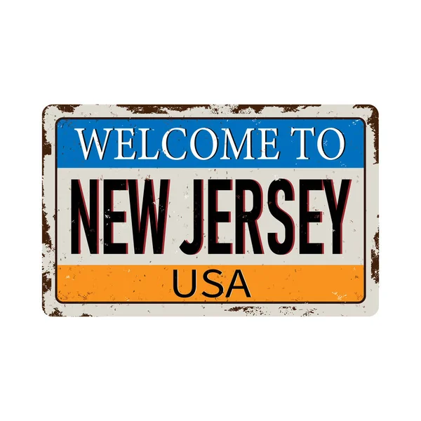 Cartel metálico oxidado vintage de Nueva Jersey sobre fondo blanco, ilustración vectorial — Archivo Imágenes Vectoriales