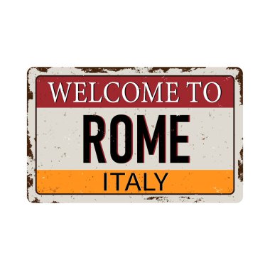 Vintage metal işareti Roma İtalya Vector hoş geldiniz