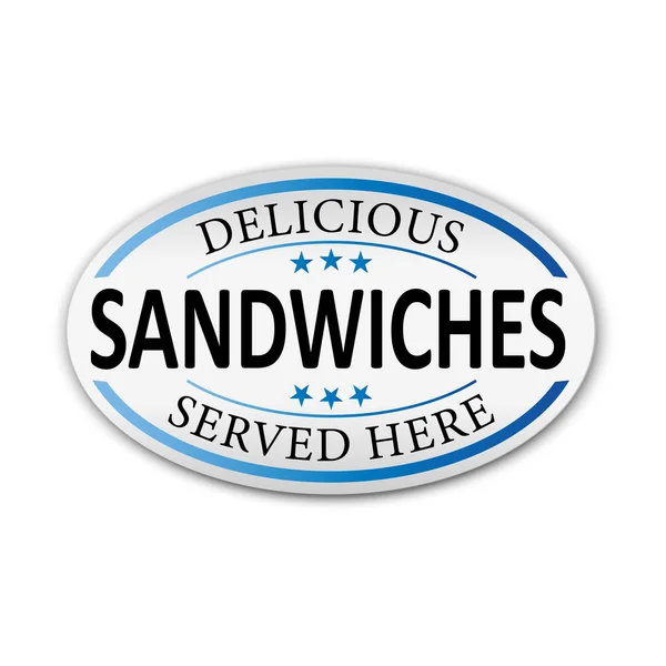 Köstliche Sandwiches serviert hier Vektor Illustration von weißem Papier ovale Blase — Stockvektor