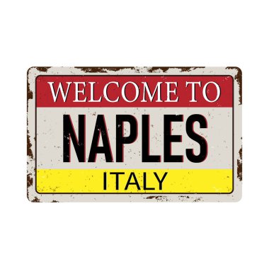 Napoli vintage paslı metal oturum vektör çizim, beyaz bir arka plan