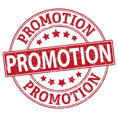 Promosyon. Damga. klasik tanıtım işareti kırmızı yuvarlak