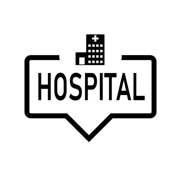 Edificio del hospital en burbuja del habla. Ilustración vectorial — Vector de stock