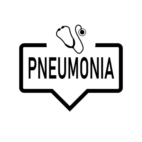Bolha de fala pneumonia com estetoscópio. isolado em. estilo plano tendência moderno logotipo design vetor ilustração — Vetor de Stock