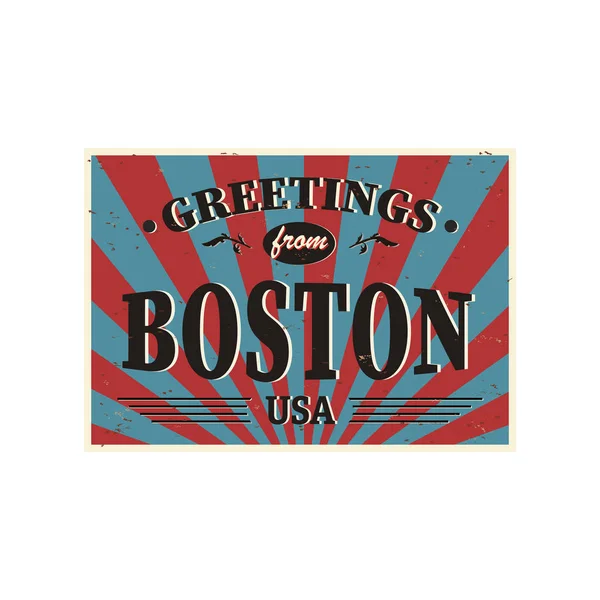 Vintage toeristische wenskaart-Boston, Massachusetts-vector illustratie. — Stockvector