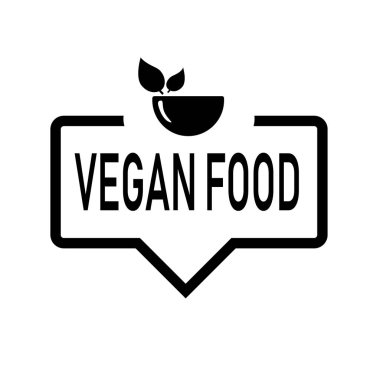 Vegan Gıda metin ile konuşma balonu. doğrusal düz eğilim modern minimal kelime logotürü grafik sanat tasarım öğesi beyaz izole.