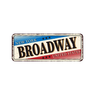 Broadway vintage paslı metal oturum vektör çizim, beyaz bir arka plan