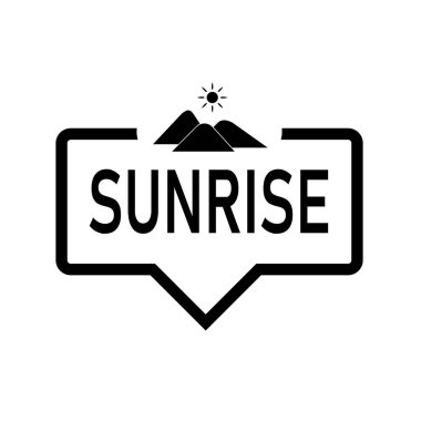 beyaz arka plan üzerinde manzara ile gündoğumu simgesi konuşma balonu