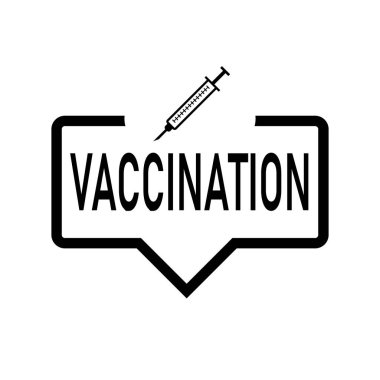 Aşılama konuşma kabarcık afiş beyaz arka plan üzerinde izole. Banner tasarım şablonu. Vektör çizimi.