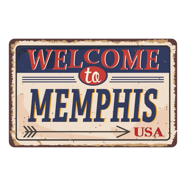 Tervetuloa Memphis vintage ruosteinen metalli merkki valkoisella taustalla, vektori kuvitus — vektorikuva