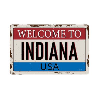 Indiana vintage paslı metal oturum vektör çizim, beyaz bir arka plan