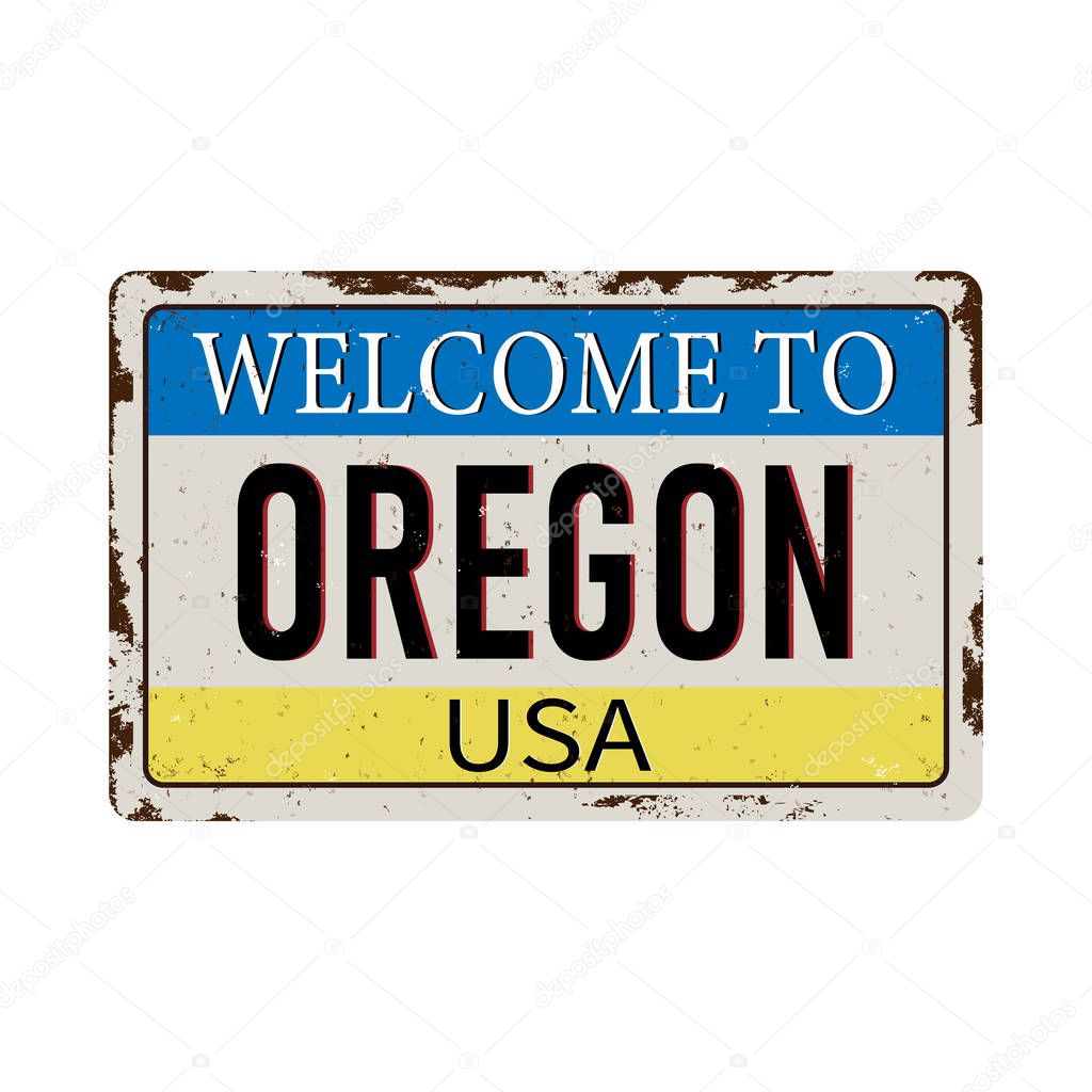 Welcome to Oregon vintage grunge poster, vector illustration