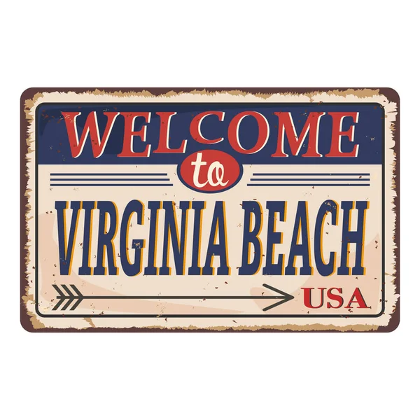 Bienvenido a Virginia Beach cartel grunge vintage, vector de ilustración — Archivo Imágenes Vectoriales