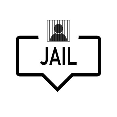 Simgeile Jail Konuşma balonu, izole. Beyaz arka planda düz tasarım