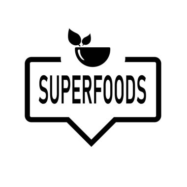Superfoods Konuşma balonu simge, izole. Beyaz arka planda düz tasarım