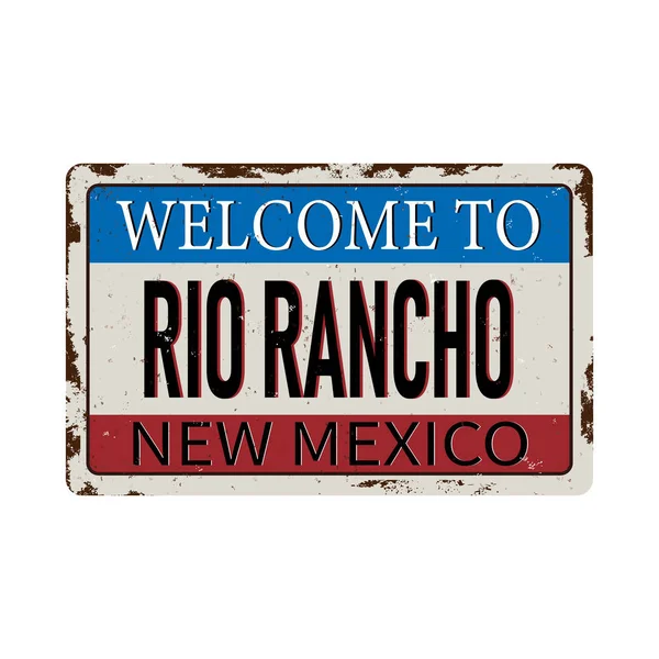 Hoşgeldiniz Rio Rancho Vintage boş paslanmış metal işareti vektör Illustration beyaz arka planda