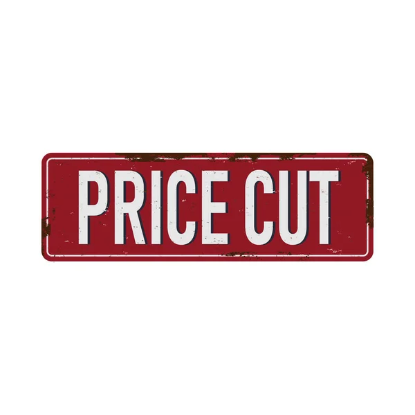 Cięcie cen Vintage blank metal znak wektor ilustracja na białym tle — Wektor stockowy