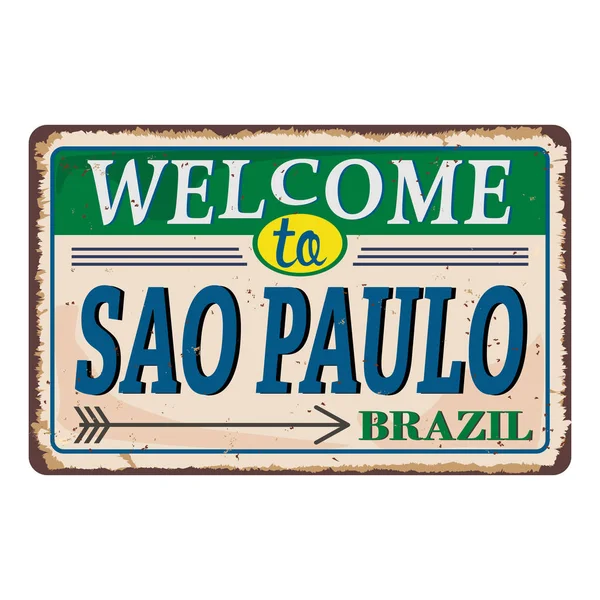 Sao Paulo Vintage blank rusted metal sign Vector Illustration on white background — Stock Vector