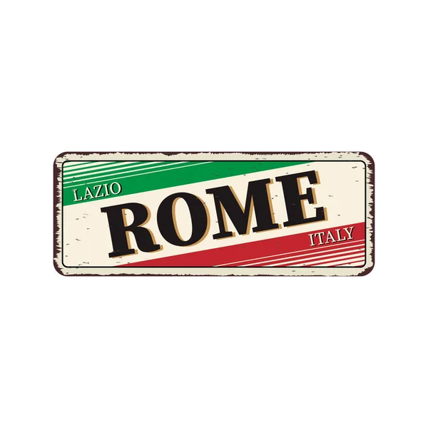 Rom italien vintage blank rostig metall schild illustration auf weißem hintergrund — Stockfoto