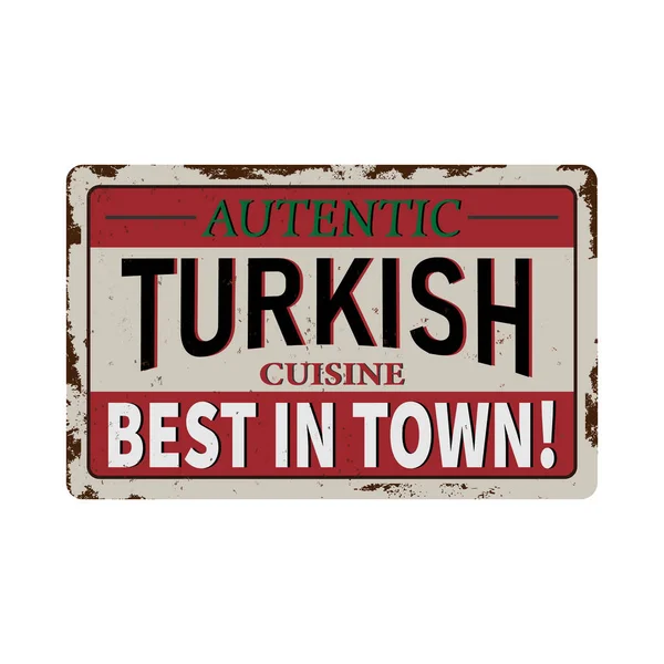Αυθεντική τουρκική κουζίνα vintage Σκουριασμένο μέταλλο σύμβολο σε λευκό φόντο, εικονογράφηση διάνυσμα — Διανυσματικό Αρχείο