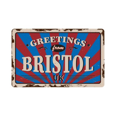 bristol birleşik krallık tebrik işareti sanat beyaz arka plan üzerinde paslı plaka