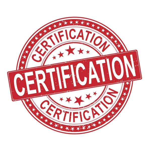 Vektör sertifikasyon yuvarlak kırmızı kauçuk damga beyaz