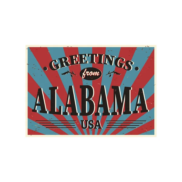 Alabama Vintage toeristische wenskaart-vector Eps10. Grunge effecten kunnen gemakkelijk worden verwijderd voor een gloednieuw, schoon teken. — Stockvector