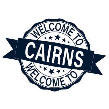 beyaz, vektör illüstrasyon cairns için kauçuk damga hoş geldiniz