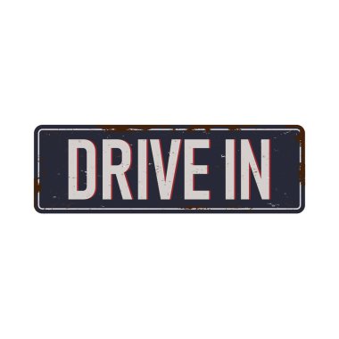 Beyaz bir arka plan üzerinde vintage paslı metal işareti sürücü, vektör illüstrasyon