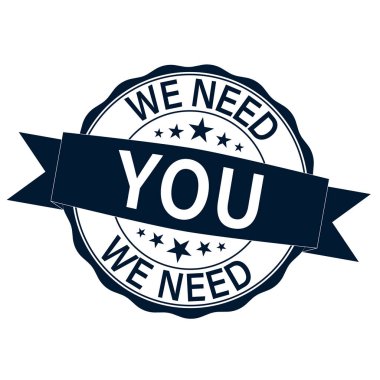 Beyaz arka planda Wen Stamp vektör illüstrasyonuna ihtiyacımız var