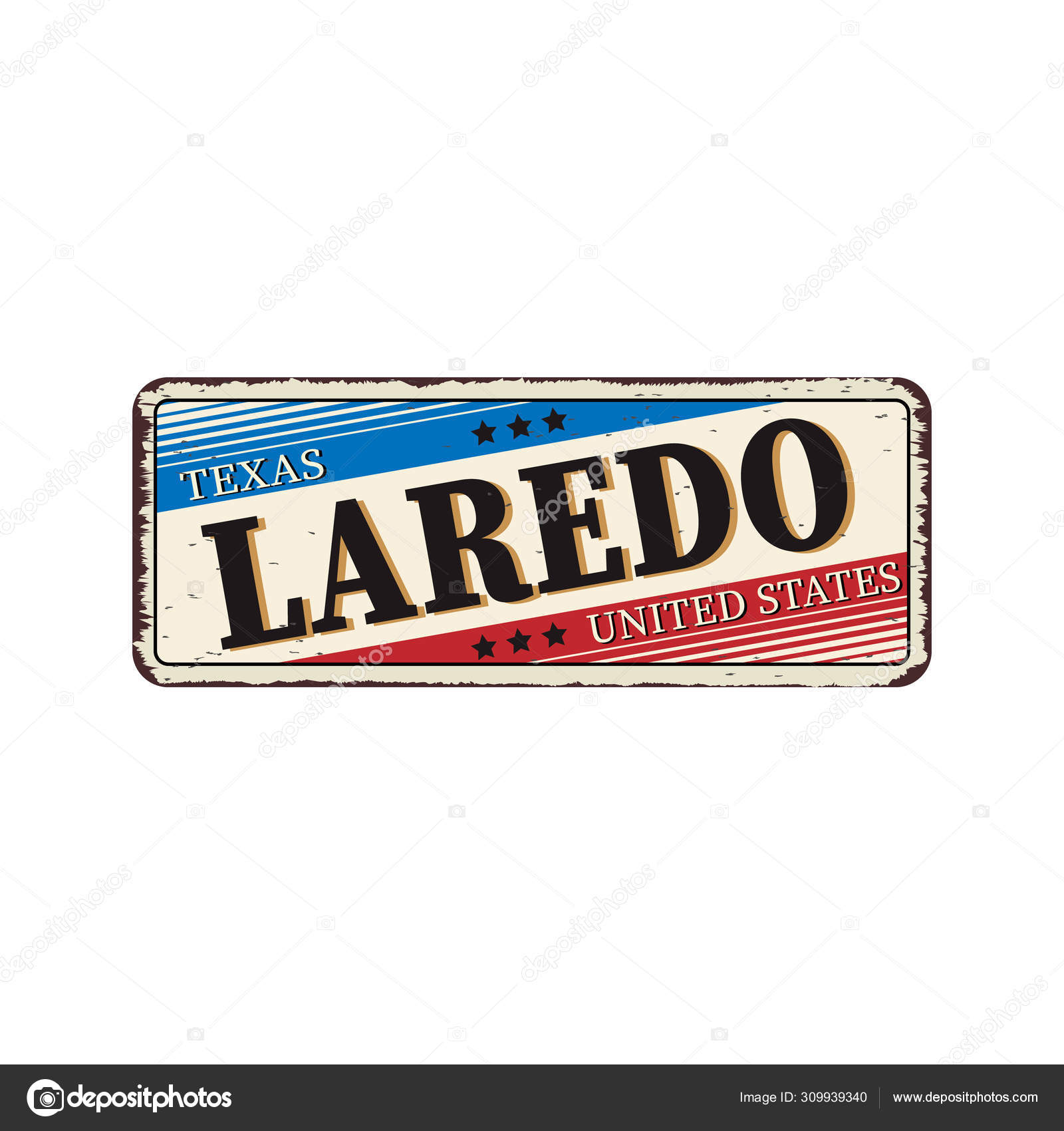 Texas Laredo Vector illustration vintage rusty metal sign Stock