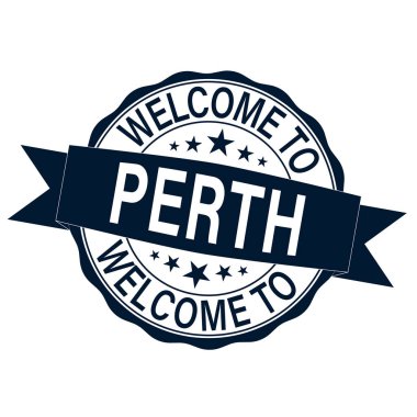 perth, Rüzgarlı Şehir grunge lastik damgası beyaz, vektör çizim üzerinde Hoşgeldiniz
