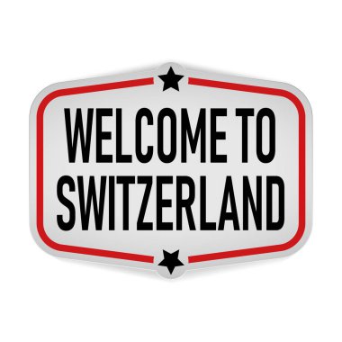 İsviçre'ye hoş geldin. Ülke sözcük metin kartı, afiş komut dosyası adı. Güzel izole vektör.