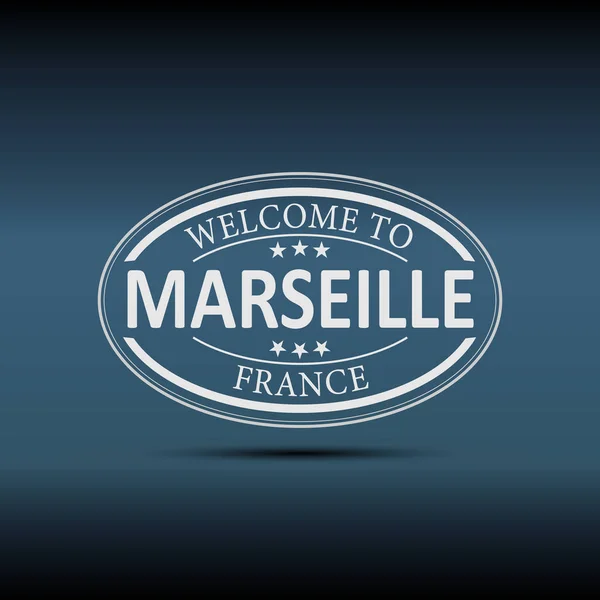 Beyaz arka plan üzerinde Marsilya Fransa oval logo simgesi illüstrasyon hoş geldiniz