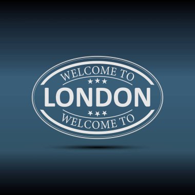 Hoşgeldiniz Londra İngiltere oval logo simgesi illüstrasyon beyaz bir arka plan üzerinde
