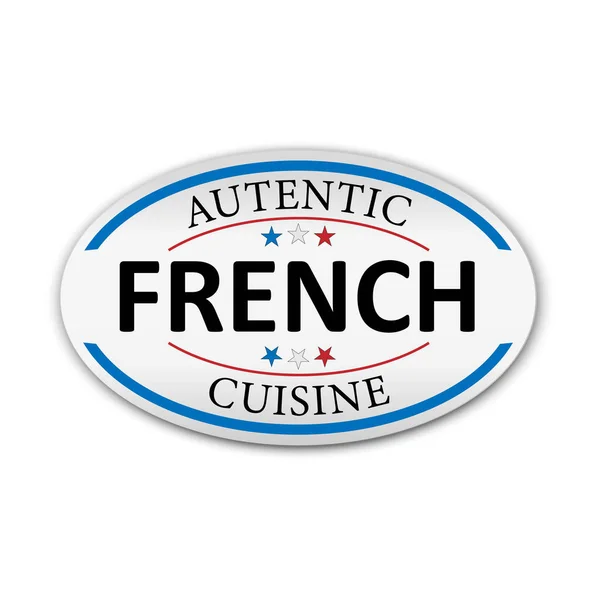 Λευκό αυτοκόλλητο ή ετικέτες AUTENTIC γαλλική κουζίνα σε λευκό φόντο. Εικονογράφηση διανυσματικής σελίδας. — Διανυσματικό Αρχείο