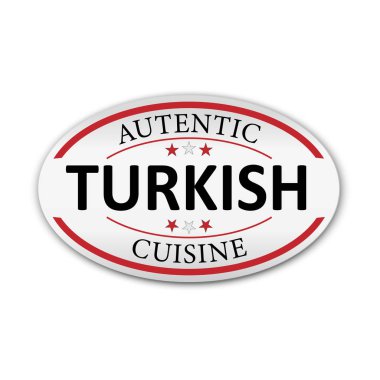 Autentic Türk Mutfağı Beyaz etiket beyaz arka plan üzerinde. Kağıt Banner Vektör illüstrasyon.