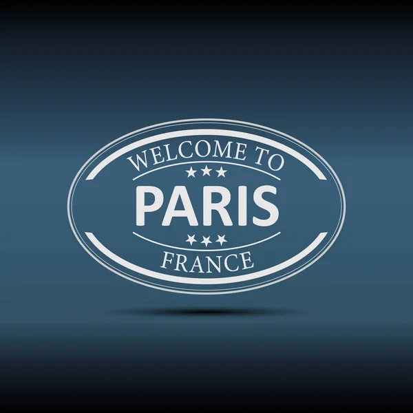 Welkom bij Parijs Frankrijk ovale logo pictogram illustratie op een witte achtergrond — Stockvector