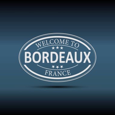 Hoşgeldiniz Bordeaux Fransa oval logo simgesi simgesi illüstrasyon beyaz bir arka plan üzerinde