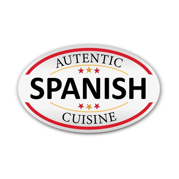 Cozinha espanhola autêntica Etiqueta branca sobre fundo branco. Papel Banner Vector ilustração . —  Vetores de Stock