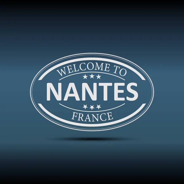 Welkom bij Nantes Frankrijk ovaal logo pictogram illustratie op een witte achtergrond — Stockvector