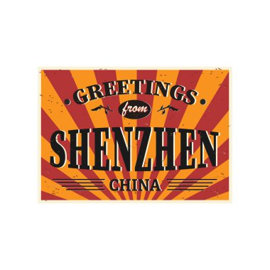 Beyaz, vektör shenzhen metin Tebrik ile Kartpostal