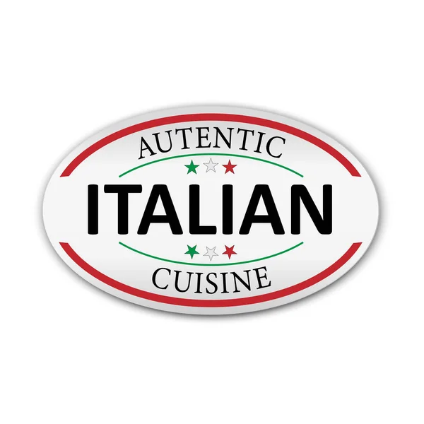 Cozinha Italiana Autêntica Etiqueta branca sobre fundo branco. Papel Banner Vector ilustração . —  Vetores de Stock