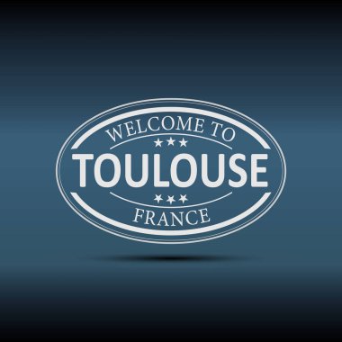 Beyaz arka plan üzerinde Toulouse Fransa oval logo simgesi illüstrasyon hoş geldiniz