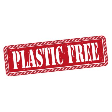 Plastik ücretsiz kayıt veya beyaz arka plan, vektör çizim damgası