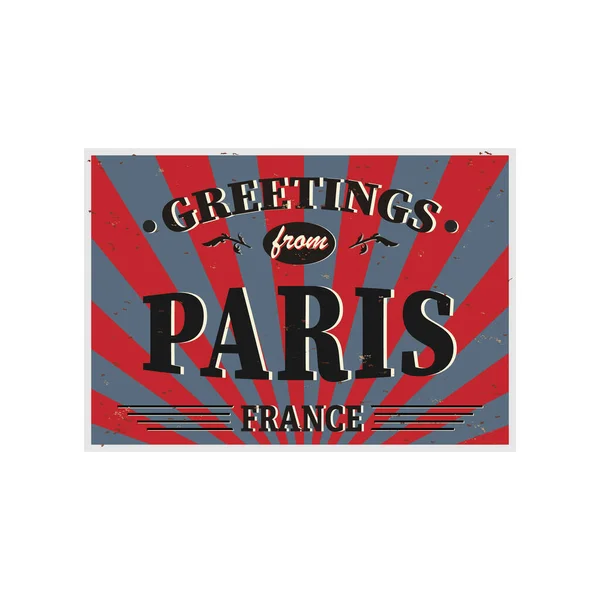 Paris Retro tin sign Vintage vector souvenir sign or postcard templates. Tema de viagem . —  Vetores de Stock