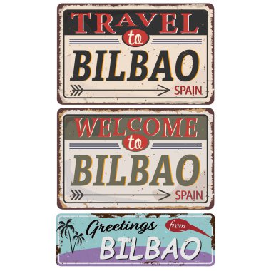 Bilbao İspanya 'dan tebrik kartı. Baskı ya da internet için. Otantik görünümlü bir hatıra..