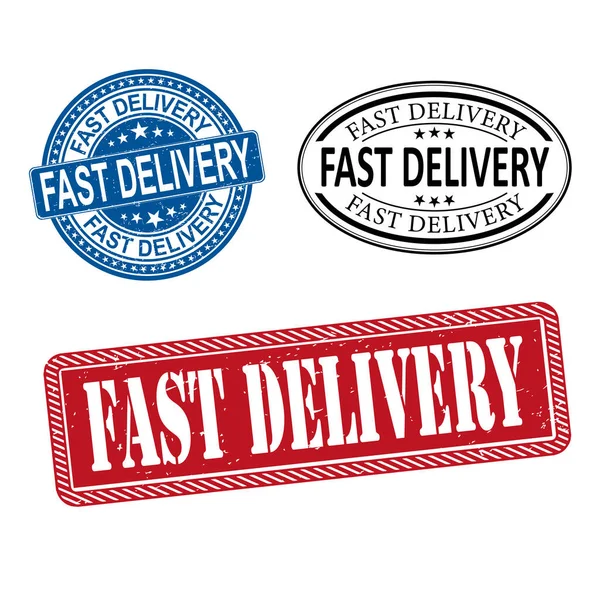 Grunge fast delivery rubber stamps set, vector illustration — Stock Vector