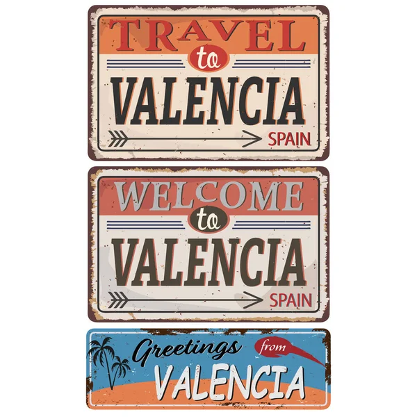 Tarjeta de felicitación Welcome from Valencia Spain, para imprimir o web, souvenir auténtico . — Vector de stock