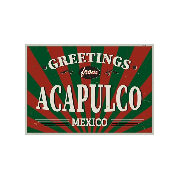 Vintage toeristische wenskaart - Acapulco, Mexico - Vector Eps10. Grunge effecten kunnen eenvoudig worden verwijderd voor een gloednieuw, schoon teken. — Stockvector
